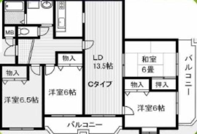 丸川ハイツ(4LDK/2階)の間取り写真