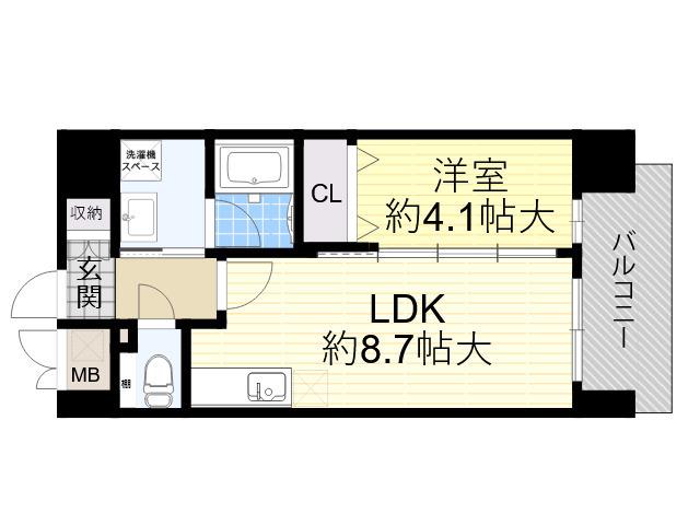 ルーヴェンブルン豊津(1LDK/4階)の間取り写真
