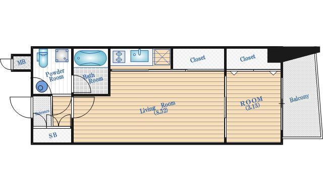 URBAN FLATS江坂(1LDK/13階)の間取り写真