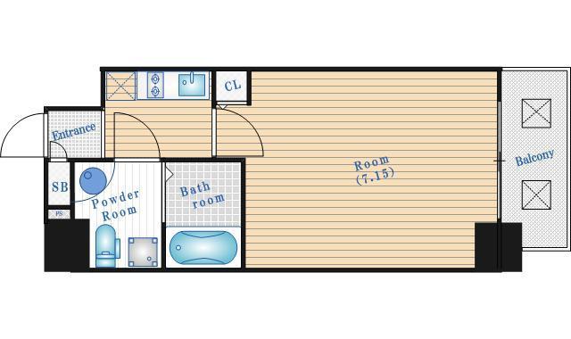 URBAN FLATS江坂(1K/14階)の間取り写真