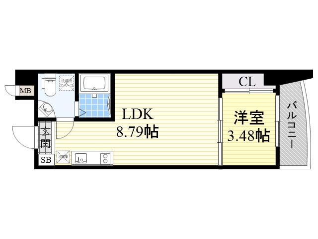 URBAN FLATS江坂(1LDK/11階)の間取り写真