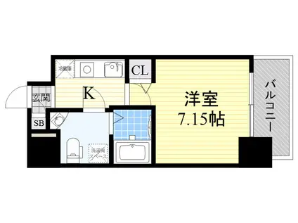 LADOUCEUR江坂(1K/13階)の間取り写真