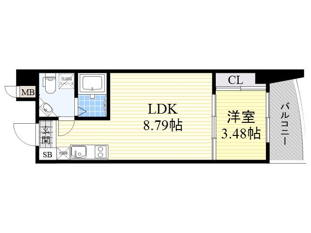 URBAN FLATS江坂(1LDK/12階)の間取り写真