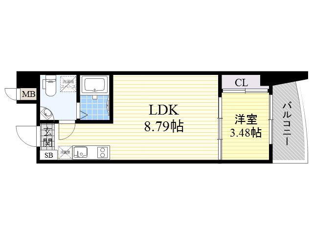 URBAN FLATS江坂(1LDK/8階)の間取り写真
