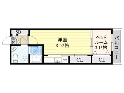 LADOUCEUR江坂(1LDK/11階)の間取り写真