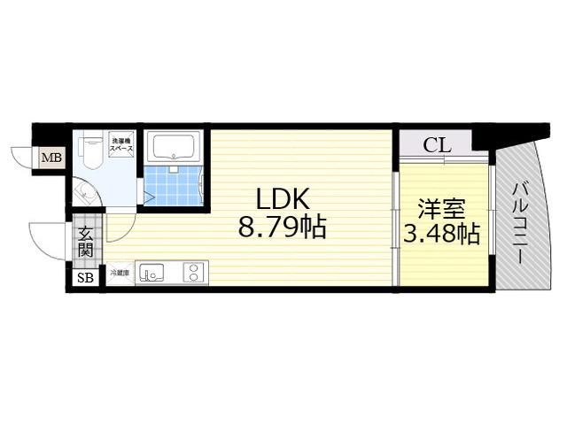 URBAN FLATS江坂(1LDK/13階)の間取り写真