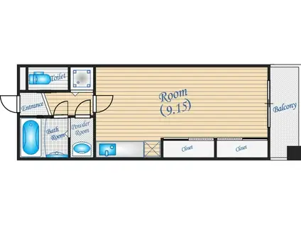 フォレステージュ江坂垂水町(ワンルーム/2階)の間取り写真