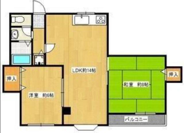パレス江坂(2LDK/5階)の間取り写真