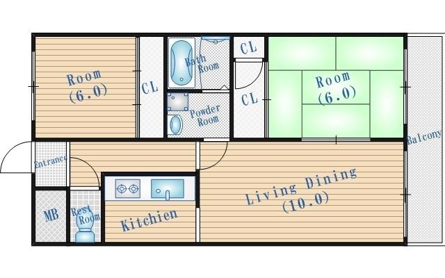 サニーセトル(2LDK/1階)の間取り写真