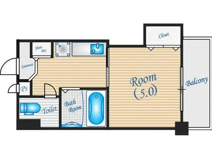 ファミーユ垂水(1K/2階)の間取り写真