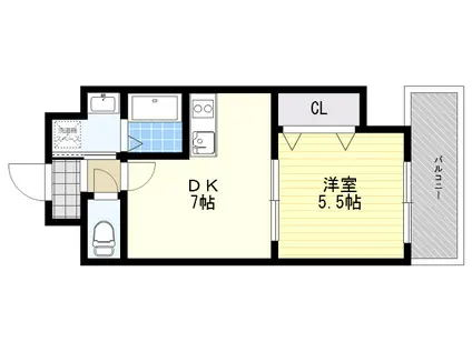 S-FORT江坂FIORE(1DK/4階)の間取り写真