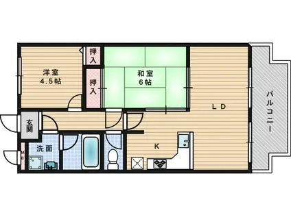 ボンヌ愛(2LDK/2階)の間取り写真