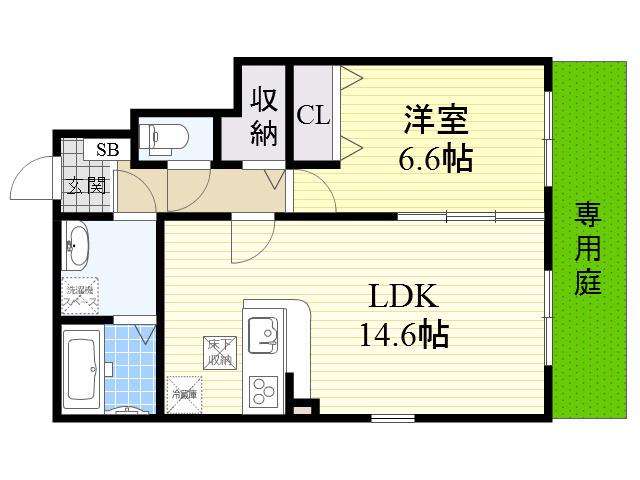 クオーレ(1LDK/1階)の間取り写真