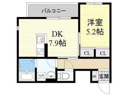 リッシュテーレ(1DK/3階)の間取り写真