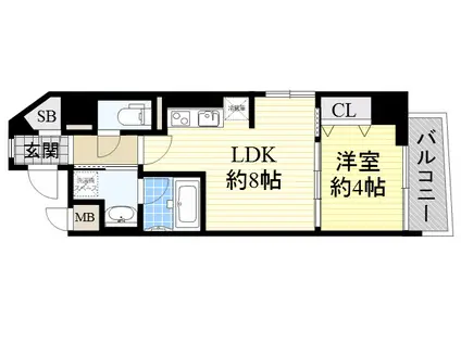 SK江坂(1LDK/3階)の間取り写真