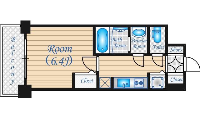 S-RESIDENCE江坂(1K/9階)の間取り写真