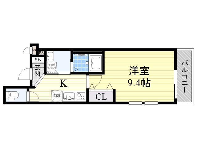 フジパレス江坂Ⅱ番館(1K/3階)の間取り写真