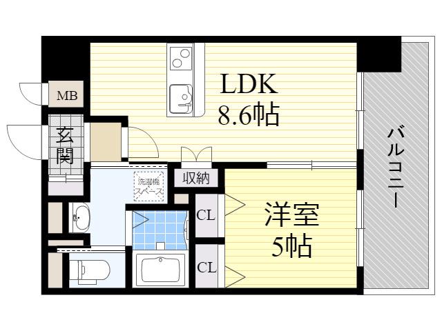 ラグゼ新大阪Ⅰ(1LDK/2階)の間取り写真