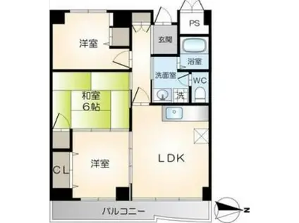 パークビュー橋(3LDK/5階)の間取り写真