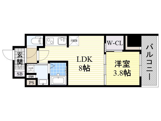 コンフォリア江坂(1LDK/12階)の間取り写真