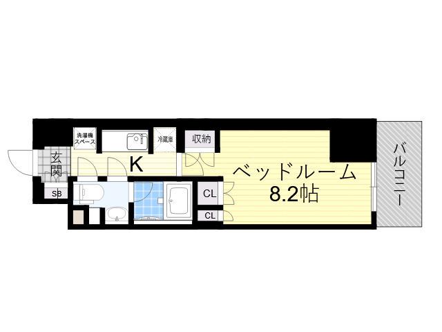 コンフォリア江坂(1K/13階)の間取り写真