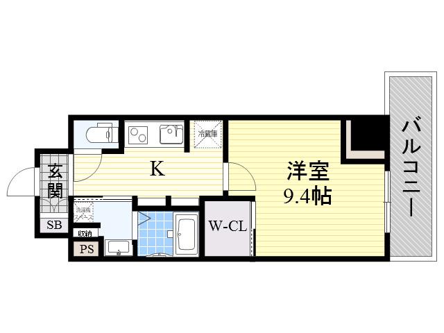 コンフォリア江坂(1K/12階)の間取り写真