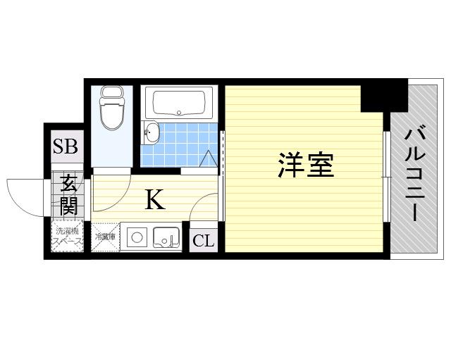 リーガル新大阪(1K/4階)の間取り写真