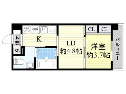 LEXELLA西吹田 レクセラ西吹田(1DK/9階)の間取り写真