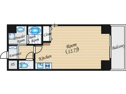 グランブルジュ(ワンルーム/2階)の間取り写真