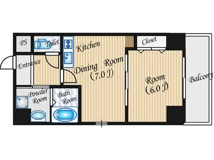 グランブルジュ(1DK/3階)の間取り写真