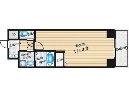 グランブルジュ(ワンルーム/9階)の間取り写真