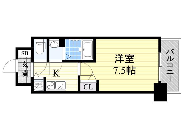 ディームス江坂(1K/4階)の間取り写真