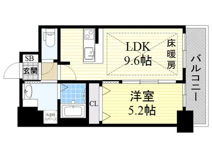 ディームス江坂(1LDK/9階)の間取り写真