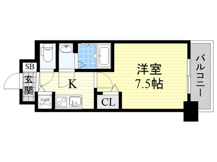 ディームス江坂(1K/2階)の間取り写真