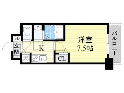 ディームス江坂(1K/3階)の間取り写真
