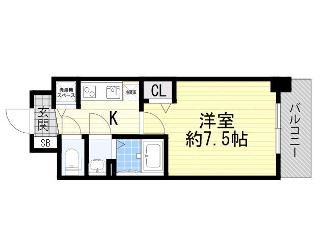 ディームス江坂(1K/13階)の間取り写真