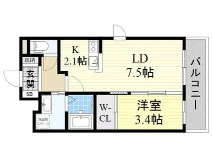 サンライズスター(1LDK/1階)の間取り写真