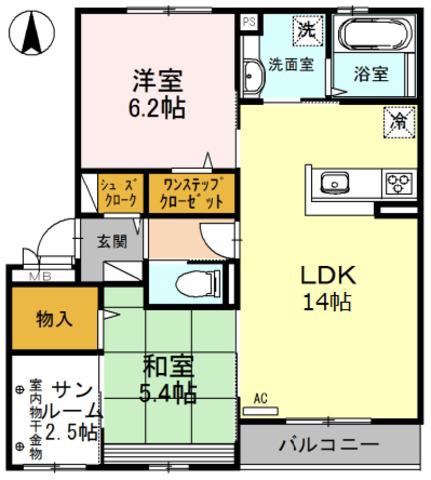 RAVINE千里中央(2LDK/3階)の間取り写真