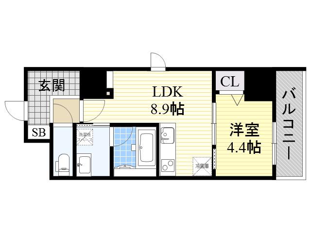 グランセジュール江坂(1LDK/7階)の間取り写真
