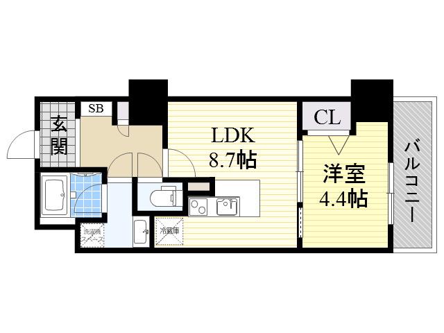 グランセジュール江坂(1LDK/7階)の間取り写真