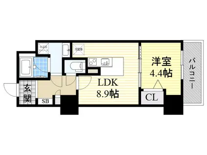 グランセジュール江坂(1LDK/7階)の間取り写真