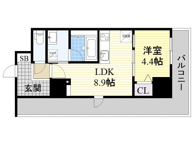 グランセジュール江坂(1LDK/8階)の間取り写真