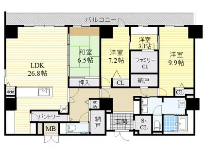 グランセジュール江坂(4SLDK/13階)の間取り写真