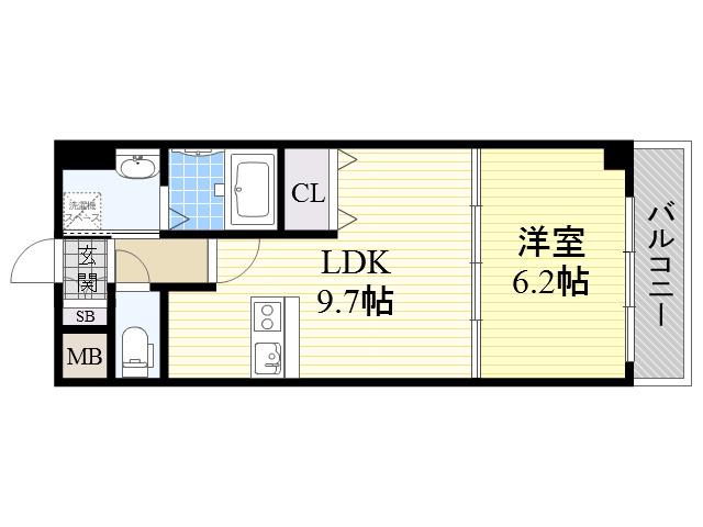 フローレンス江坂(1LDK/4階)の間取り写真