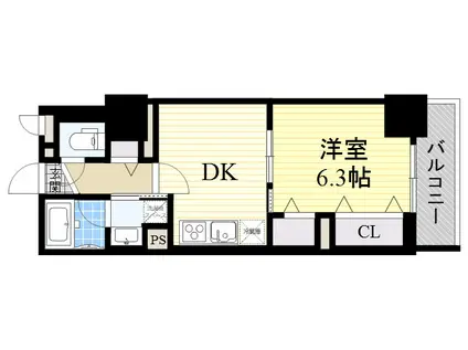 フレール江坂レジデンシャル(1DK/4階)の間取り写真