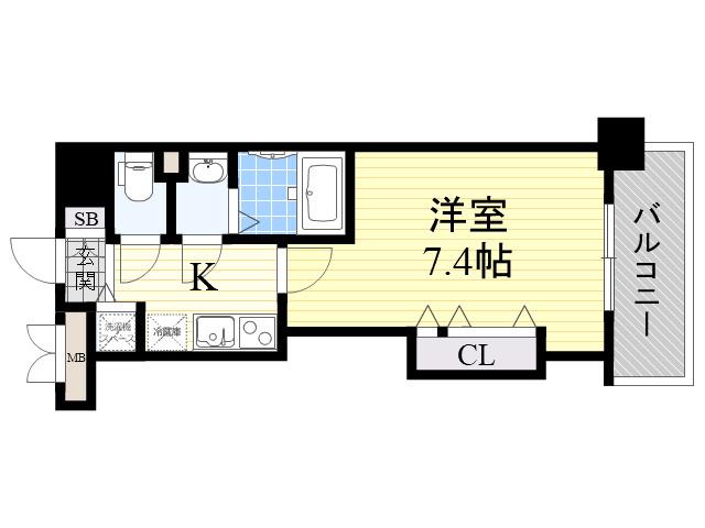 ラグゼ江坂2(1K/6階)の間取り写真