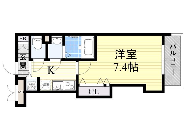 ラグゼ江坂2(1K/2階)の間取り写真
