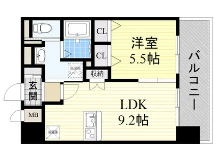 ラグゼ新大阪Ⅱ(1LDK/5階)の間取り写真