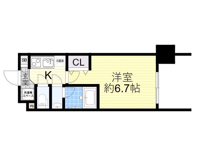 レジディア新大阪2(1K/5階)の間取り写真