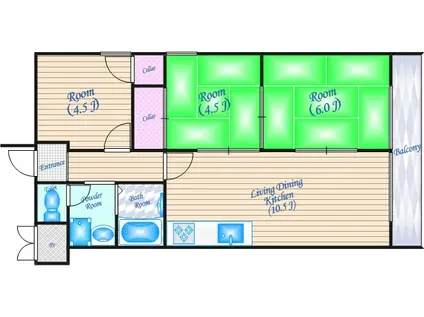 カーサ刀根山(3LDK/3階)の間取り写真